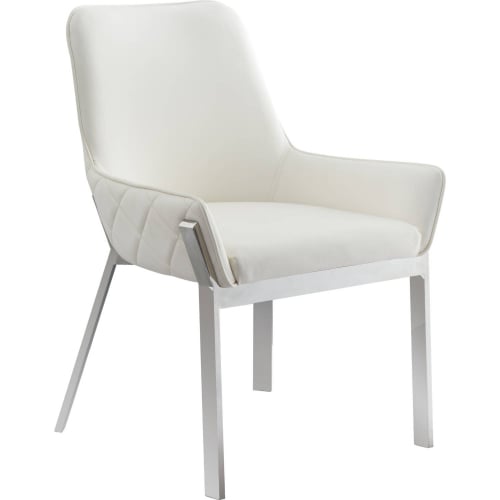 Miami Dining Chair in Diamond Stitch White Fabric & Chrome (Set of 2)